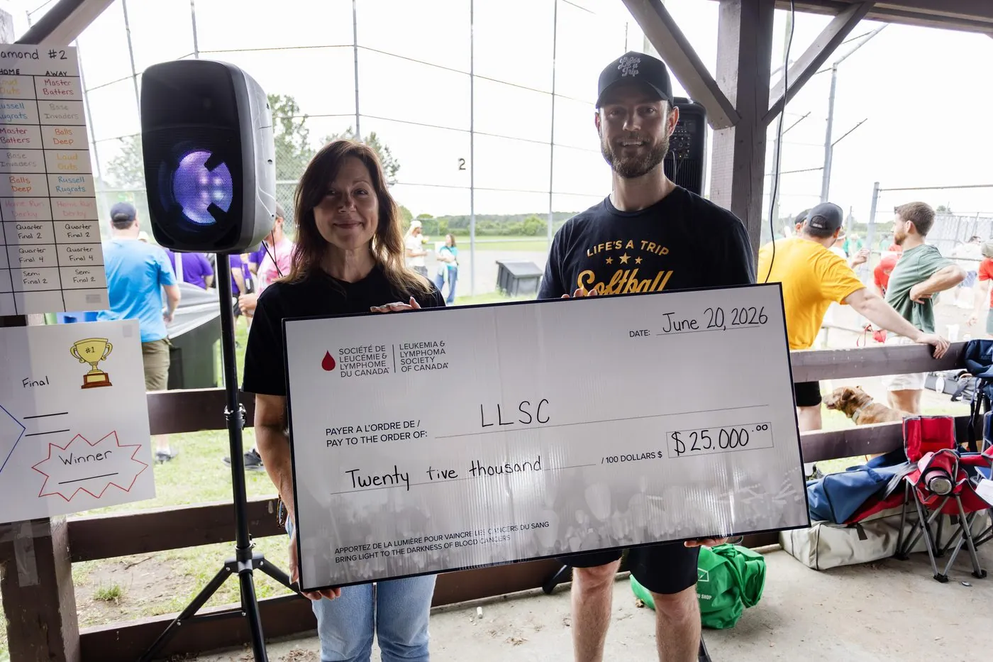 Ryan Nugent presenting a cheque to the Leukemia & Lymphoma Society of Canada
